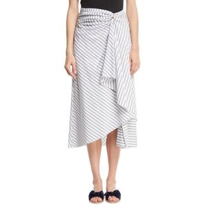 A.L.C. Diller Striped Draped Cotton Midi Skirt 4